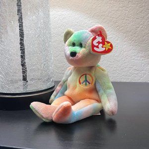 One of a Kind!! Ty Beanie Baby Peace Bear!! Mint Condition!! Errors on Tag!!